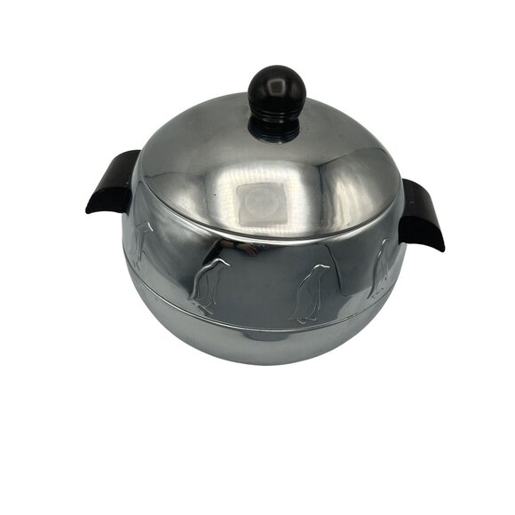 West Bend Penguin Hot Cold Server Roll Warmer Chrome Ice Bucket Bakelite Vtg MCM - Picture 9 of 10